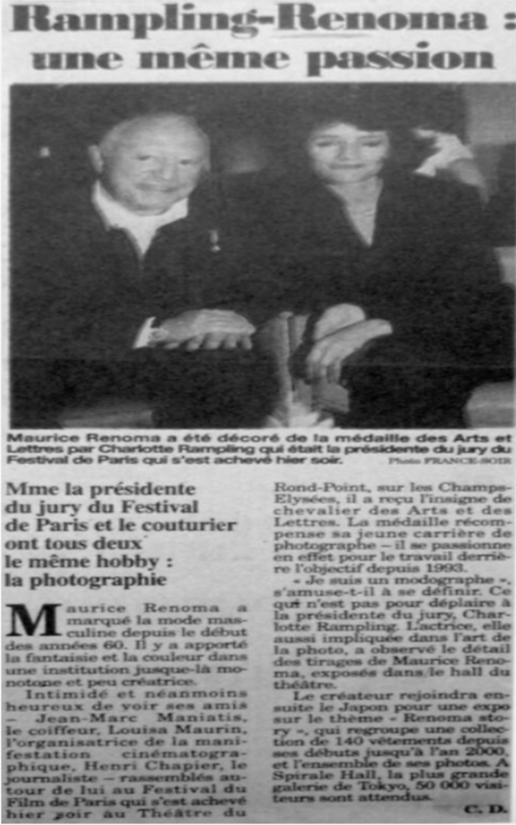 Maurice Renoma reçoit le grade de Chevalier dans l’Ordre des Arts et des Lettres